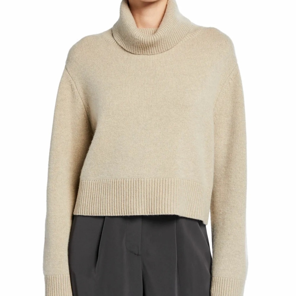 CO Collections / Boxy Cropped Cashmere/Wool Turtleneck Sweater